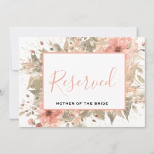 Minimal Boho Floral Wedding Reserved Sign Invitation