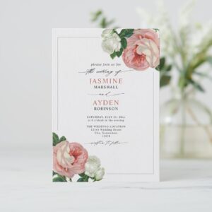 Classic Rose Romantic Chic Budget QR Code Wedding Invitation