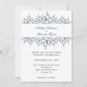 Dusty Blue Minimalist Wedding Invitation