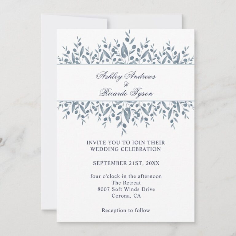 Dusty Blue Minimalist Wedding Invitation