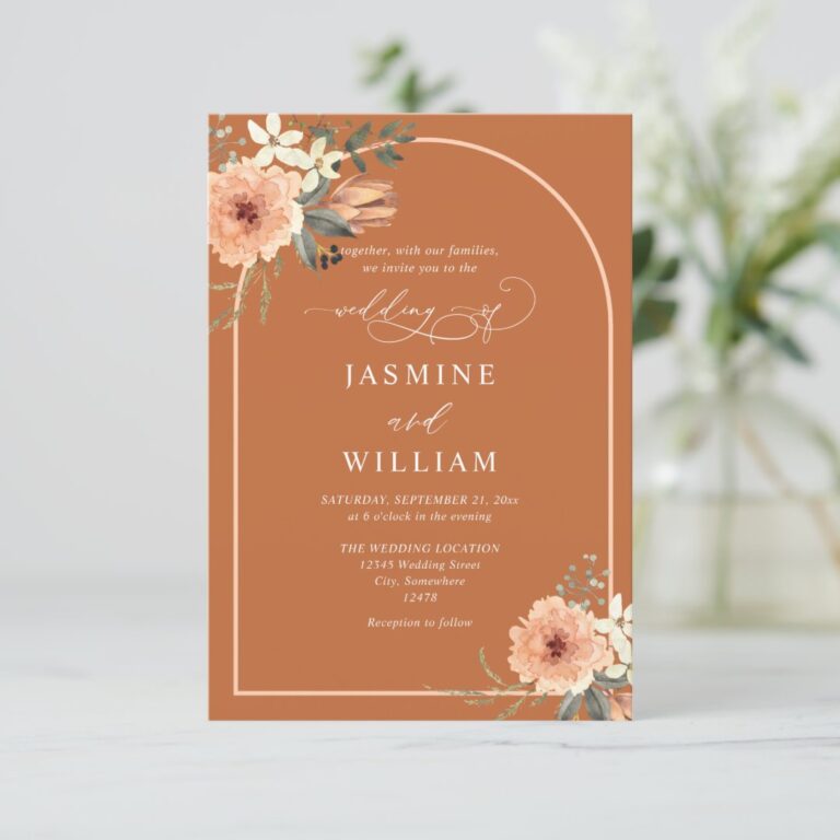 Boho Flowers Elegant Budget QR Code Wedding Invitation