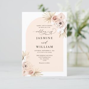 Boho Flowers Elegant Budget QR Code Wedding Invitation