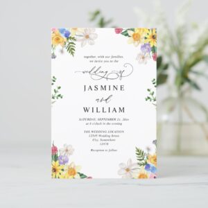 Wildflowers Elegant Modern Budget QR Code Wedding Invitation