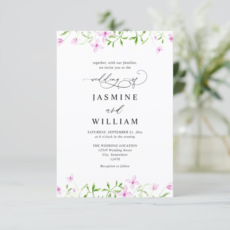 Wildflowers Elegant Modern Budget QR Code Wedding Invitation