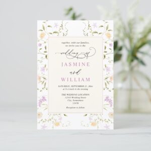 Wildflowers Elegant Modern Budget QR Code Wedding Invitation