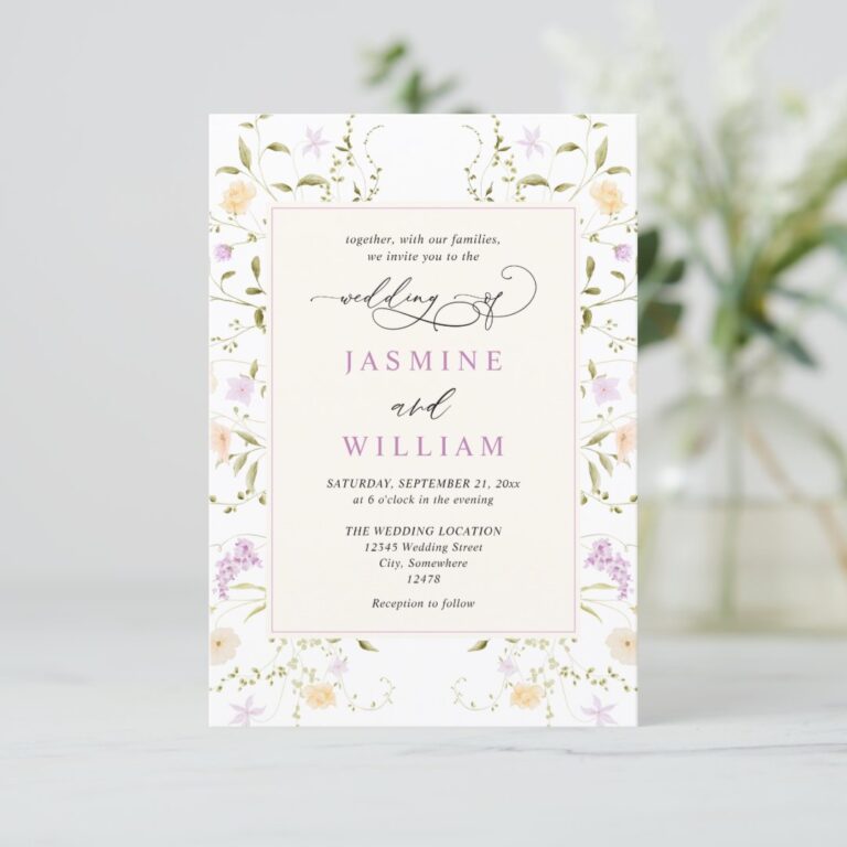 Wildflowers Elegant Modern Budget QR Code Wedding Invitation