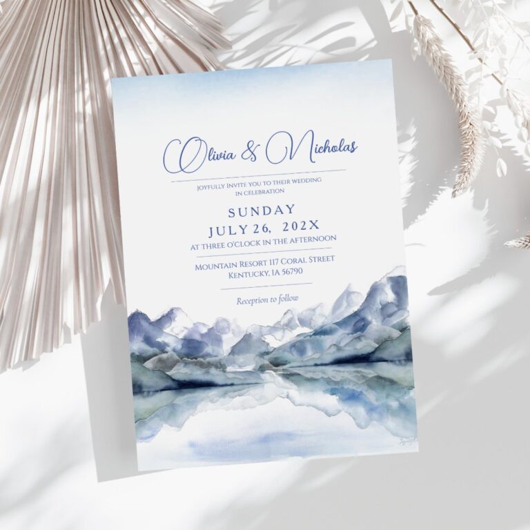 Mountain Wedding Invitation Rustic Invite Romantic