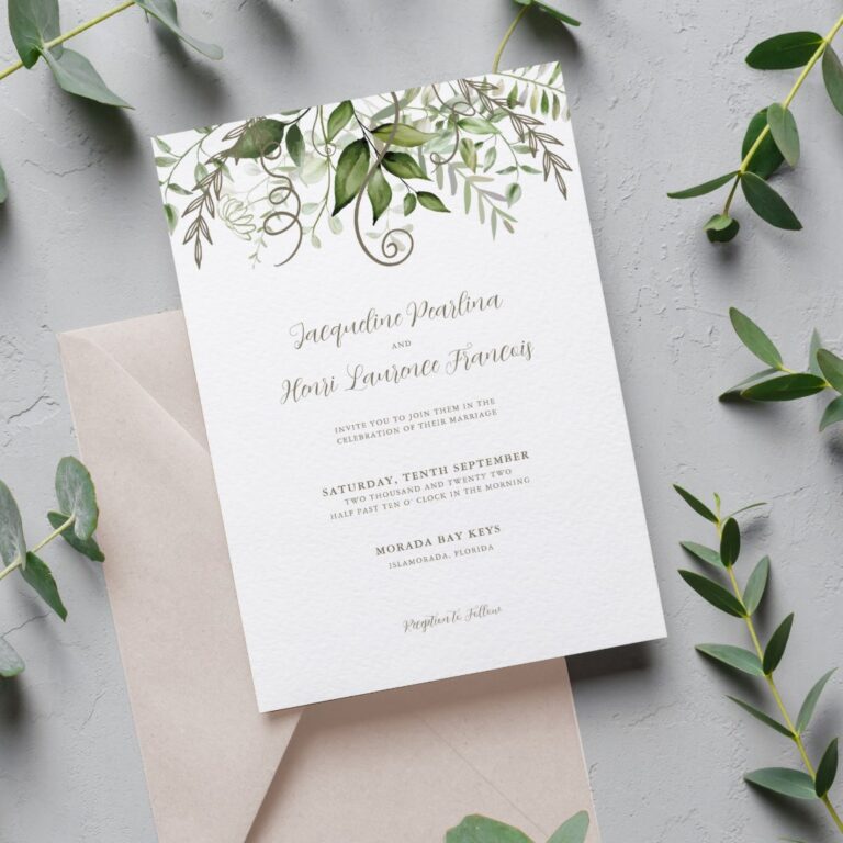 Greenery Tropical Wedding Invitation