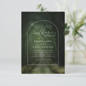 Minimalist Forest Elegant Budget QR Code Wedding Invitation