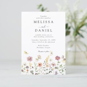 Wildflowers Rustic Elegant Budget QR Code Wedding Invitation