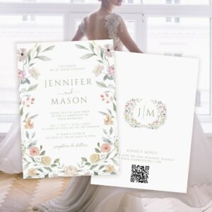 Botanical Pastel Flower Wreath Wedding Invitation