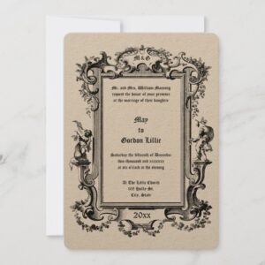 Baroque Rococo Cherubs Fruit Floral Frame Border Invitation