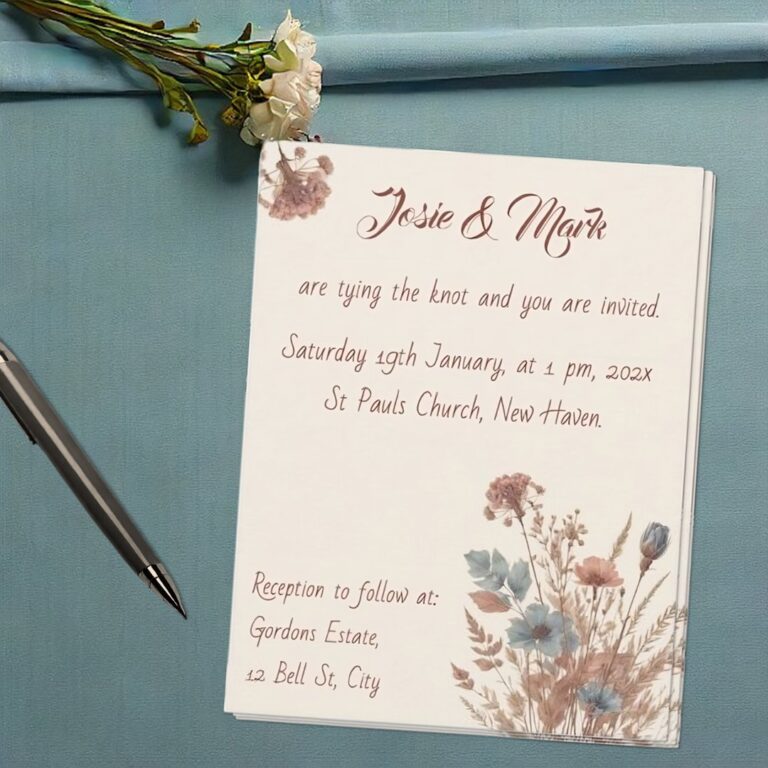 Delicate Wildflowers Romantic SImple Wedding Invitation