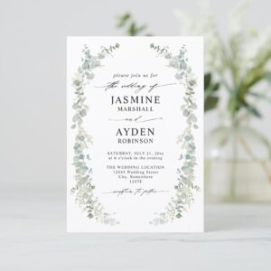 Eucalyptus Elegant Modern Budget QR Code Wedding Invitation