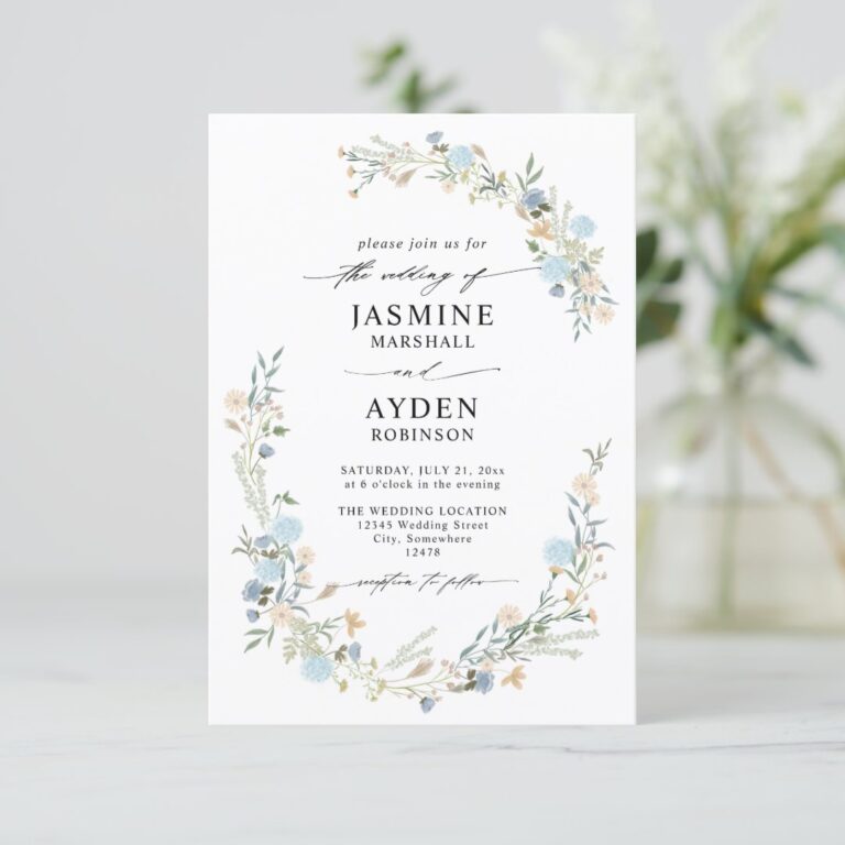 Wildflowers Elegant Modern Budget QR Code Wedding Invitation