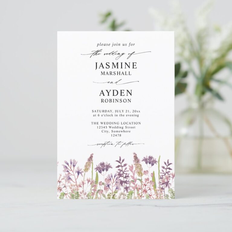 Wildflowers Elegant Modern Budget QR Code Wedding Invitation