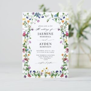 Wildflowers Elegant Modern Budget QR Code Wedding Invitation