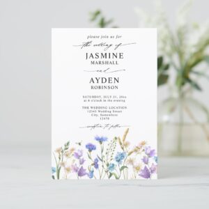 Wildflowers Elegant Modern Budget QR Code Wedding Invitation