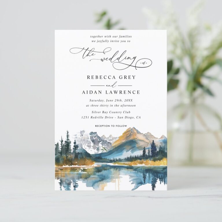 Mountain Forest Rustic Budget QR Code Wedding Invitation