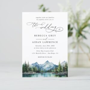 Mountain Forest Rustic Budget QR Code Wedding Invitation