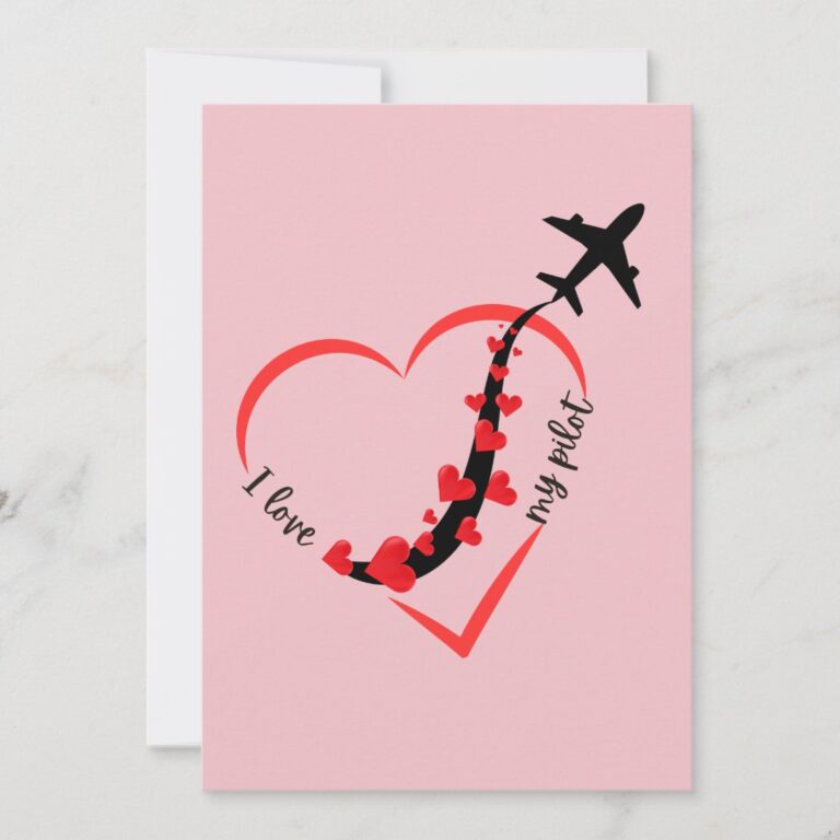 I love My Pilot, Heart, Airplane Flying, Birthday Invitation