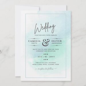 LeahG Sea Glass Turquoise Teal Blue Wedding INVITE