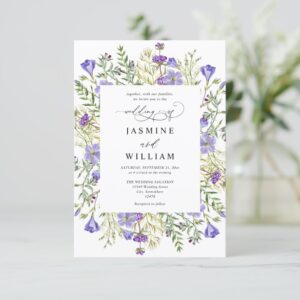 Wildflowers Elegant Modern Budget QR Code Wedding Invitation