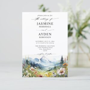 Mountain Forest Rustic Budget QR Code Wedding Invitation