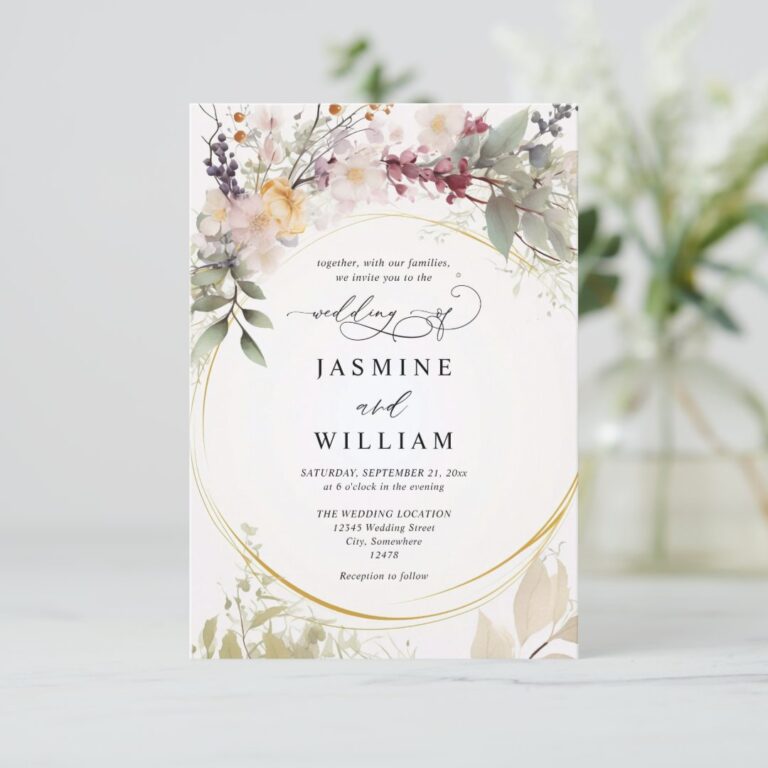 Wildflowers Elegant Modern Budget QR Code Wedding Invitation