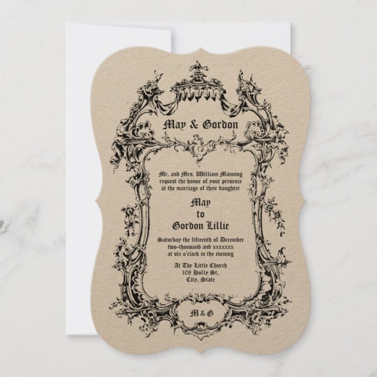 Baroque Rococo Style Victorian Era Rocaille Border Invitation