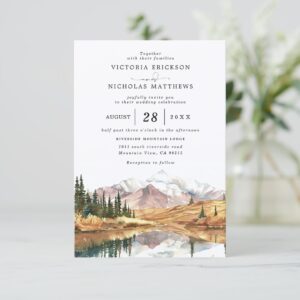 Mountain Forest Rustic Budget QR Code Wedding Invitation