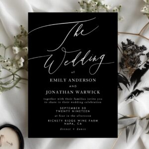 Modern White and Black Simple Wedding Invitation