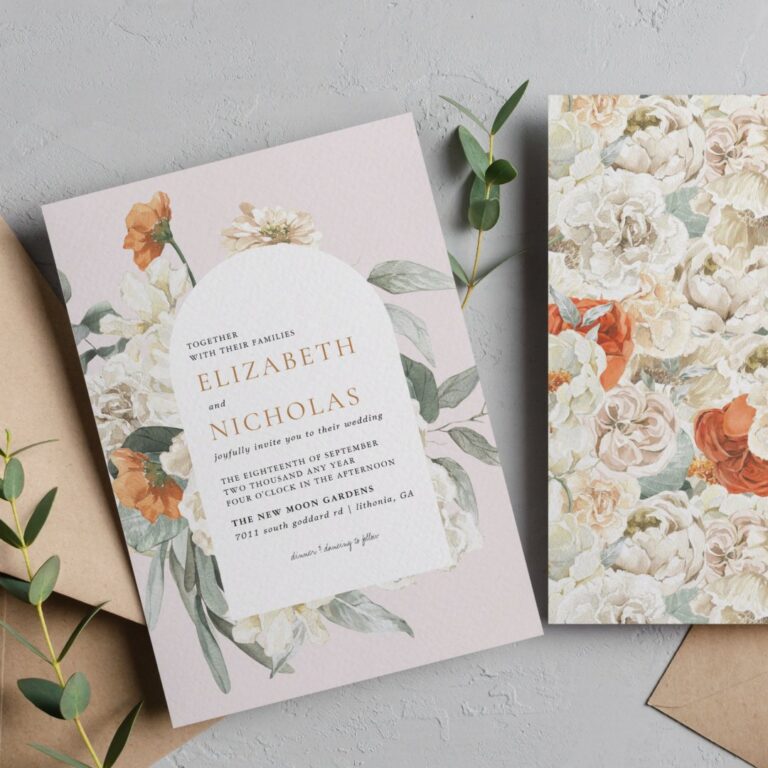 Boho Floral Greenery Botanical Wedding Invitation