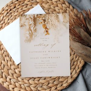 Budget Boho Fall Flowers Wedding Invitation