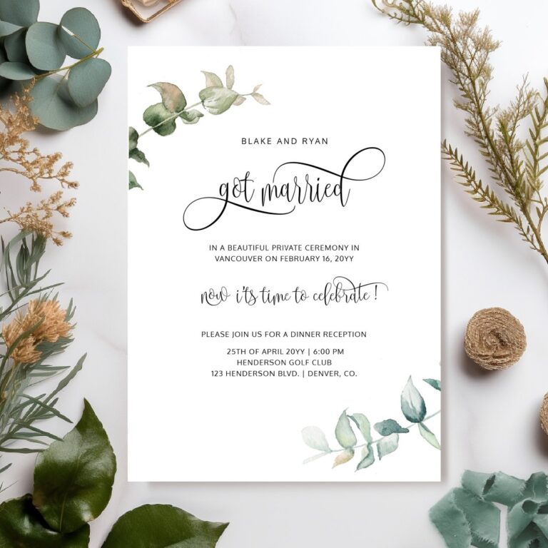 Elegant Got Married Elopement Wedding Reception Invitation