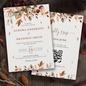 Fall Autumn Leaves Rustic Country Boho Wedding In Invitation