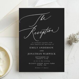 Modern White and Black Simple Wedding Reception Invitation