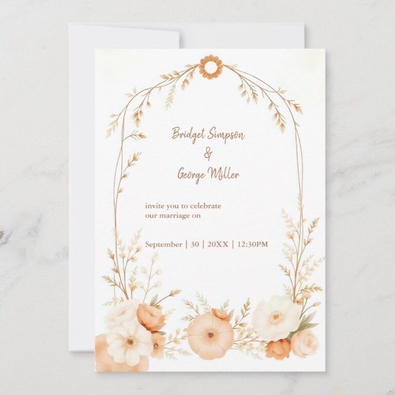 Neutral Beige Rustic Floral Frame wedding