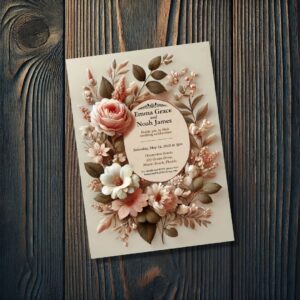 Elegant Blush Floral Wedding Invitation