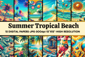 12 Summer Tropical Beach Digital Papers