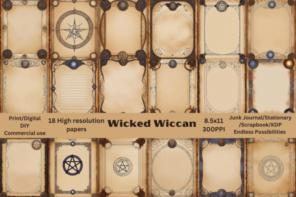 18 Hi-res 8.5x11 Wiccan Themed Papers