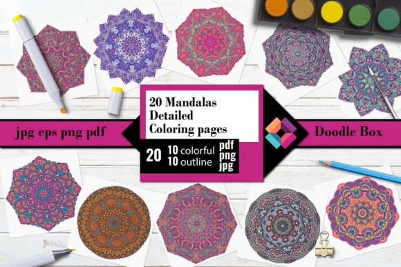 20 Mandalas Detailed Coloring Pages