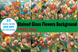 23 Stained Glass Flowers Background