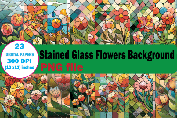 23 Stained Glass Flowers Background