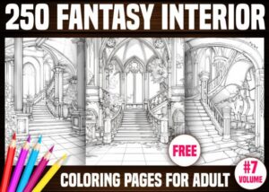 250 Fantasy Interior Coloring Pages- KDP
