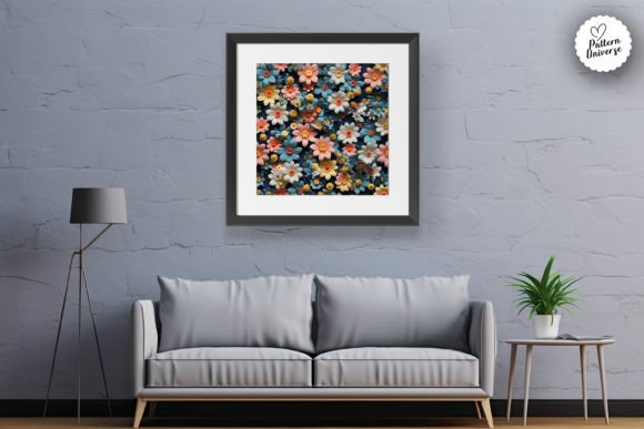 3D Ditsy Flowers Seamless Patterns