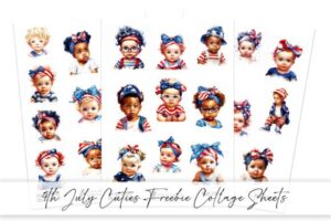 4th July Watercolour Cute Kids Freebie
