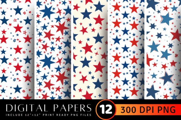 4th of July Digital Paper Backgrounds D