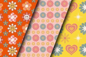 70s Retro Groovy Flowers Digital Papers