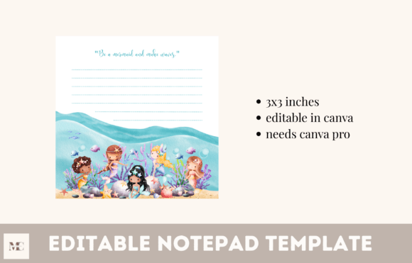 Be a Mermaid 3x3 Inches Notepad